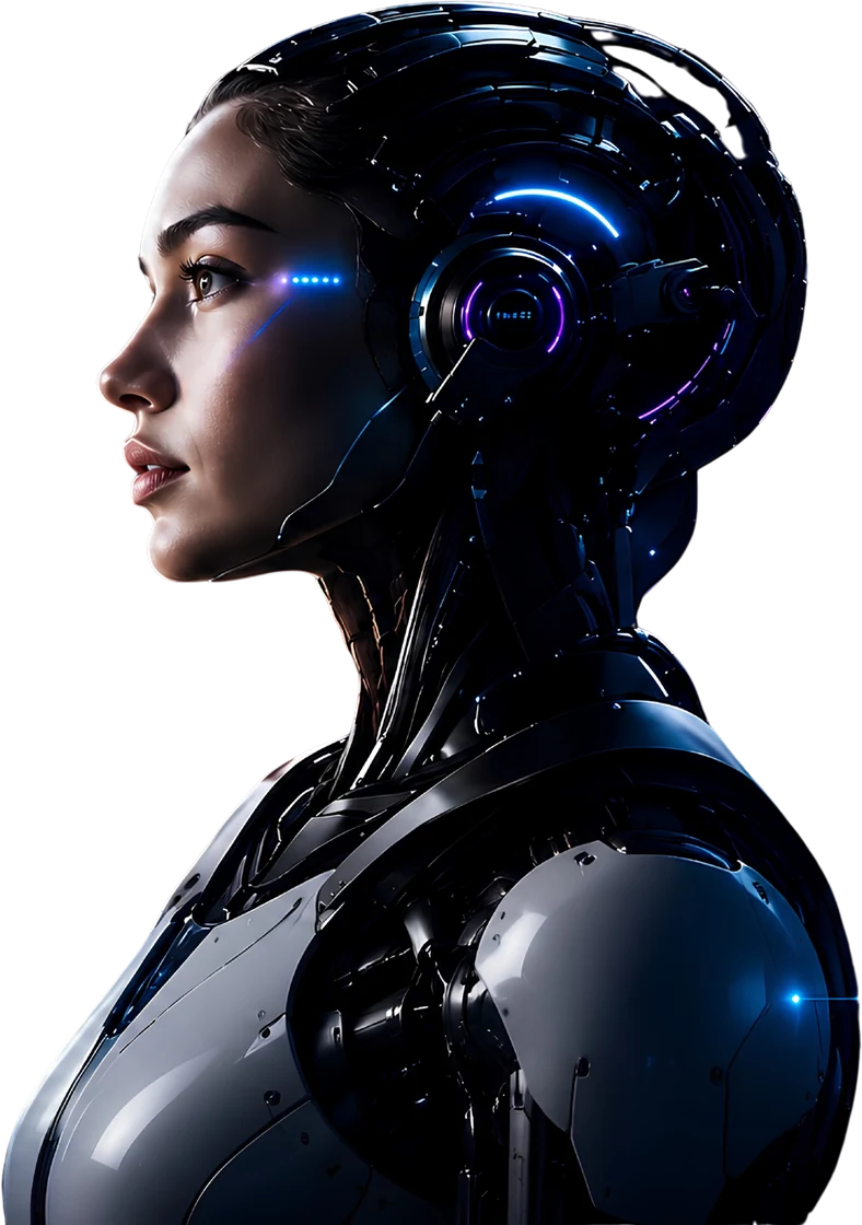 Humanoid AI assistant in profile